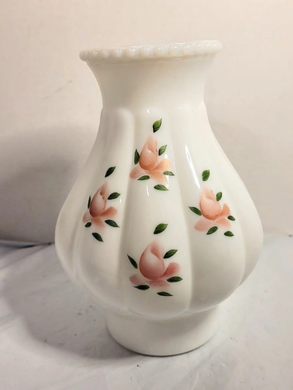 VTG Milk Glass Hurricane Lamp Globe Replacement Painted Top Cover Shade